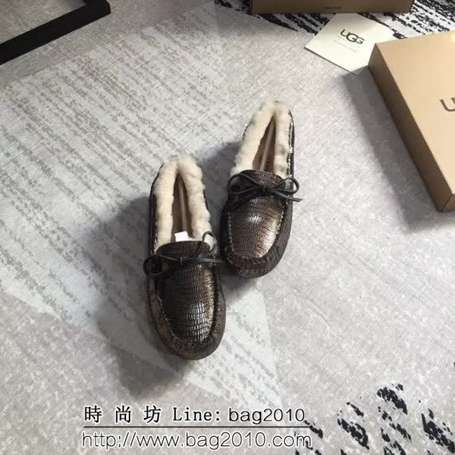 UGG 經典海外版 原版原色真羊毛 真皮蝴蝶結 豆豆鞋 QZS2374